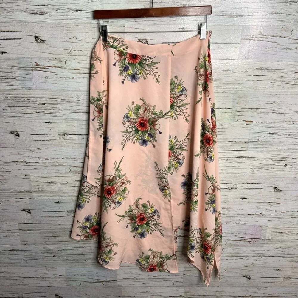 Topshop tall size 6 pink floral midi  skirt